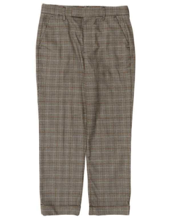 Zara Calça feminina cintura alta reta UE 36 XS W26 L25 cinza xadrez