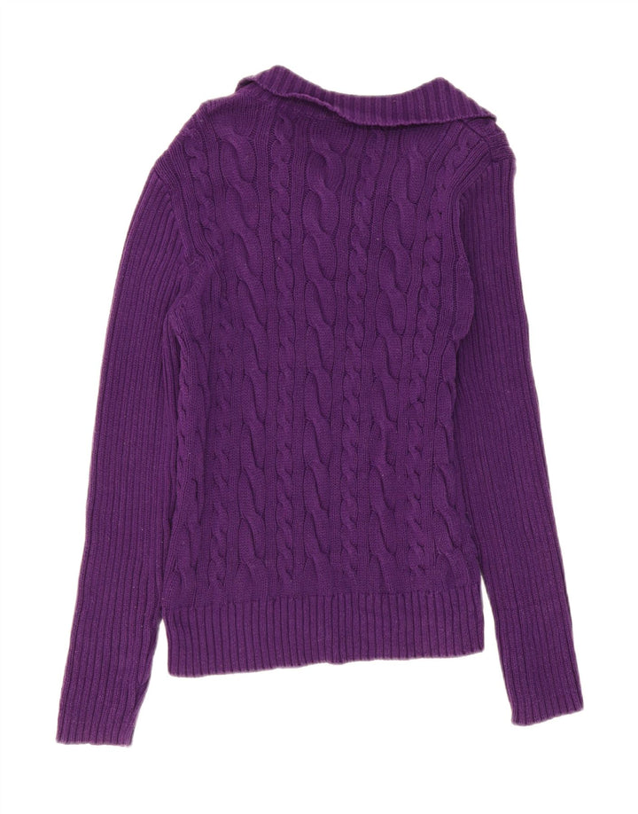 CHAPS Womens Shawl Neck Jumper Sweater UK 14 Large Purple Cotton Vintage Chaps and Second-Hand Chaps from Messina Hembry 
