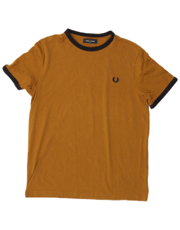 Camiseta masculina Fred Perry de algodão marrom médio