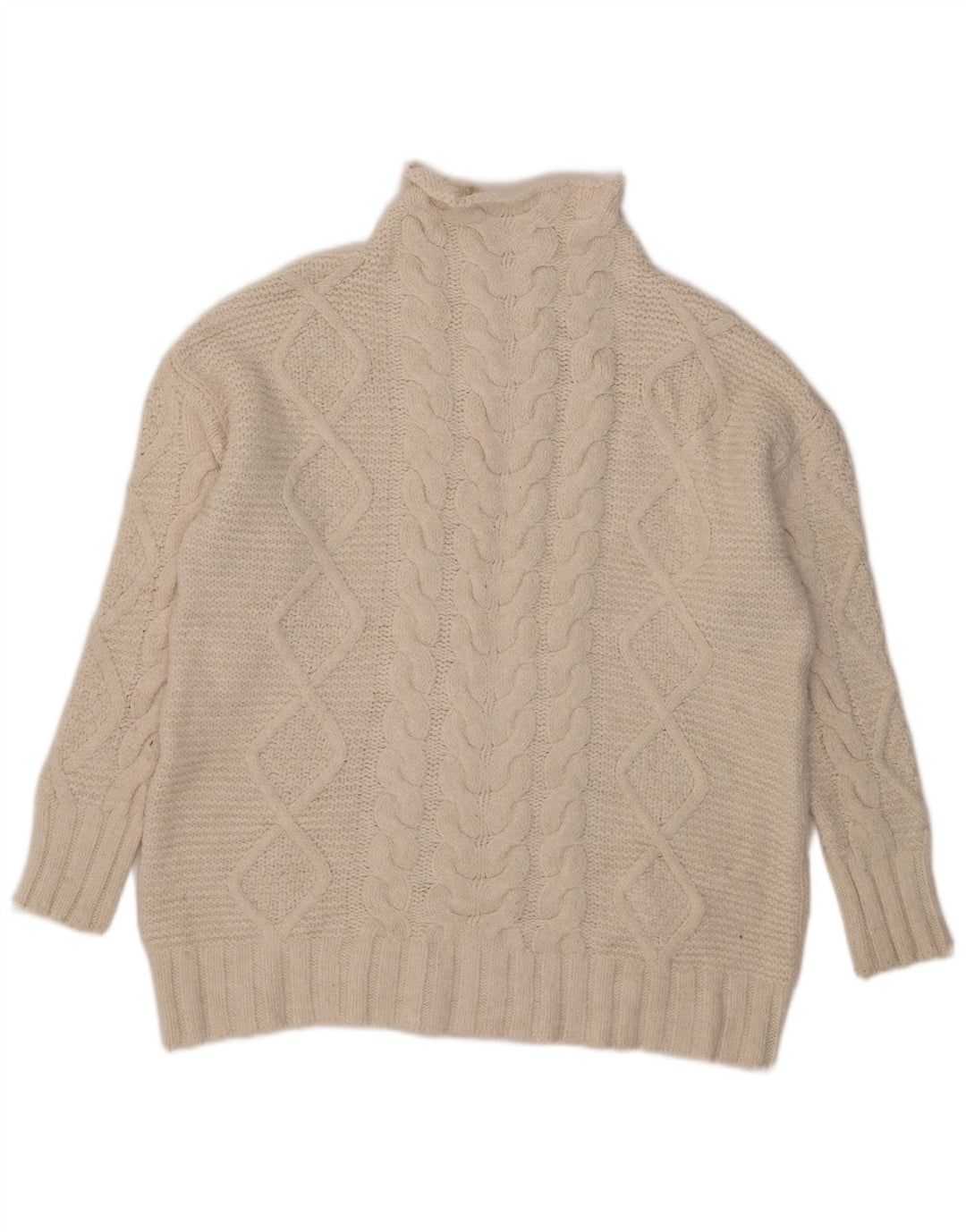 Zara Suéter feminino oversized com gola de tartaruga Reino Unido 14 acrílico branco médio