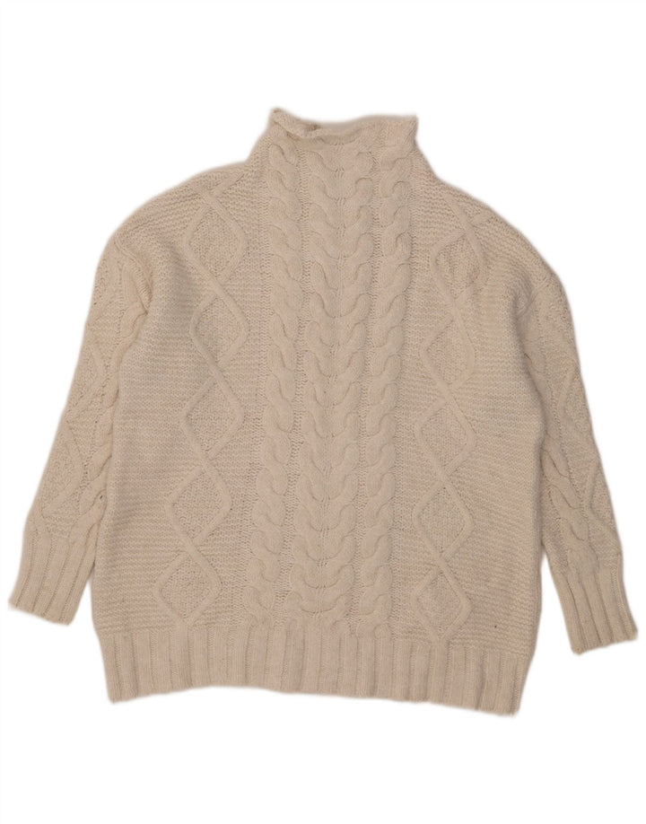 Zara Suéter feminino oversized com gola de tartaruga Reino Unido 14 acrílico branco médio