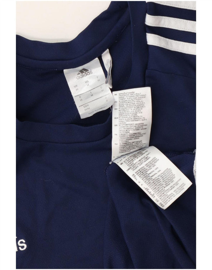 Adidas Masculino Climalite Camiseta Top Médio Azul Marinho Colorblock Poliéster