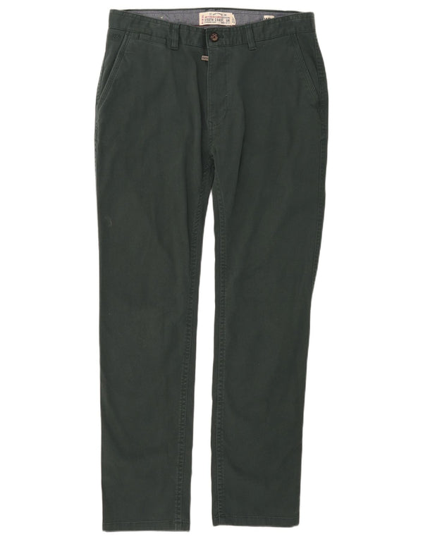 Calça Chino Regular Reta Masculina Fat Face W34 L30 Algodão Verde