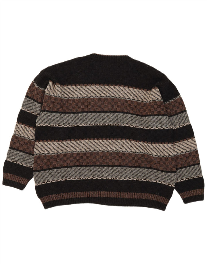 Suéter masculino Demiro com decote em V IT 54 XL lã geométrica multicolorida