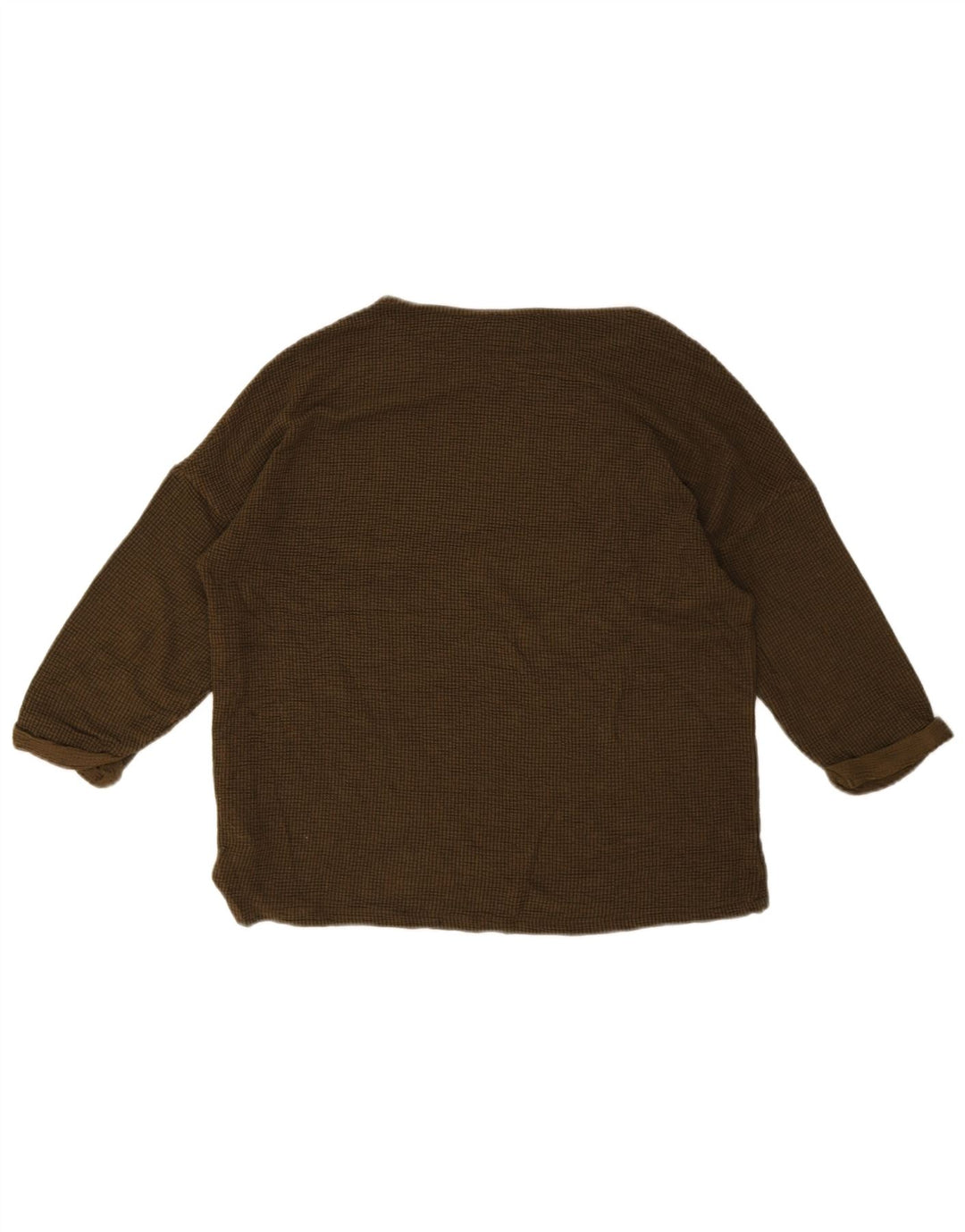 Zara Top feminino oversized manga 3/4 UK 10 pequeno marrom viscose