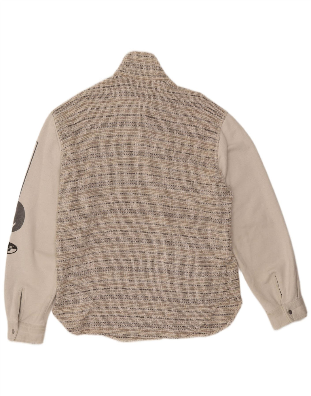 Jaqueta bomber gráfica masculina VINTAGE UK 44 2XL lã listrada bege