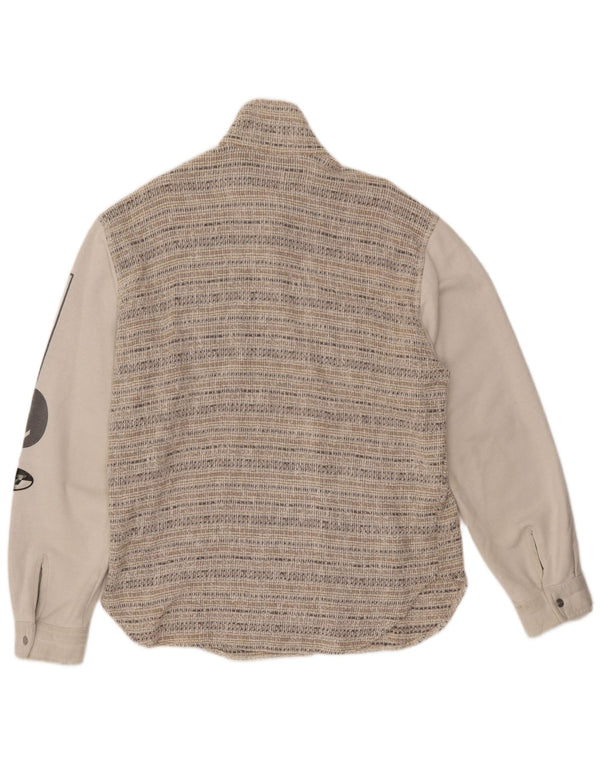 Jaqueta bomber gráfica masculina VINTAGE UK 44 2XL lã listrada bege