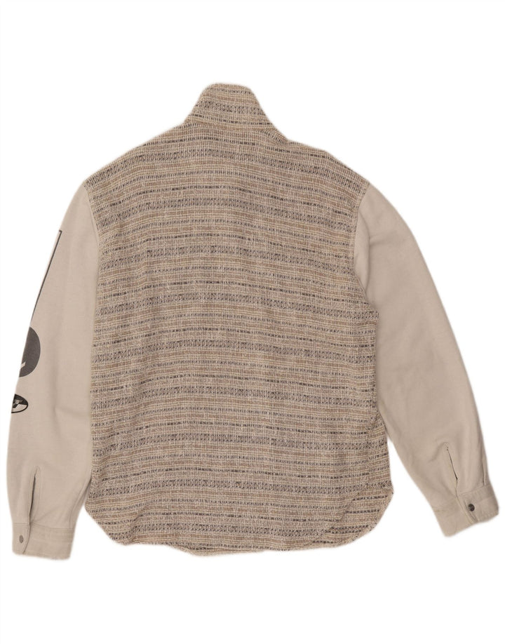 Jaqueta bomber gráfica masculina VINTAGE UK 44 2XL lã listrada bege