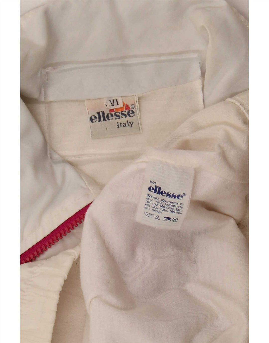 Ellesse Jaqueta feminina de treino UK 14 médio branco colorblock nylon