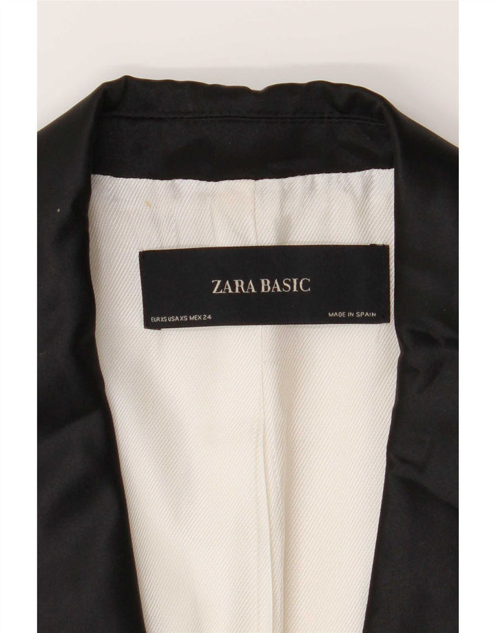 Jaqueta blazer feminina Zara com 2 botões Reino Unido 6 XS branco colorblock poliéster