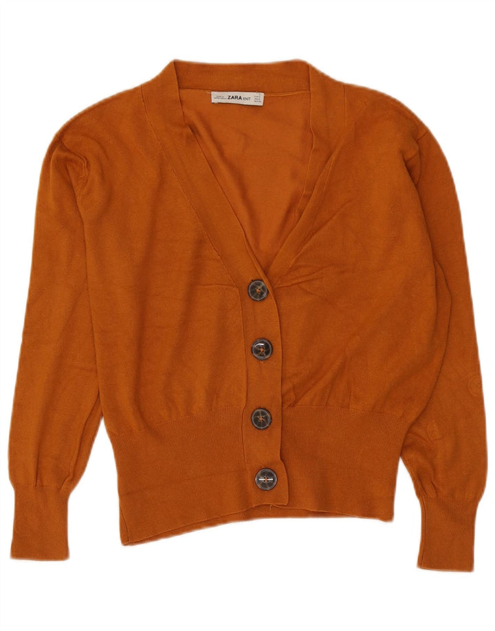 Suéter cardigã feminino Zara Reino Unido 14 viscose marrom médio