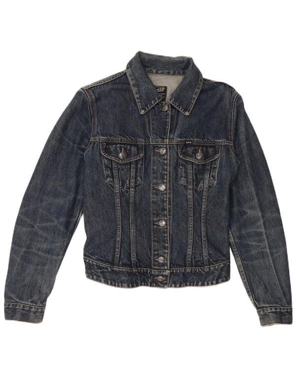 Gas Womens Street Mood Crop Denim Jacket Reino Unido 10 algodão azul pequeno
