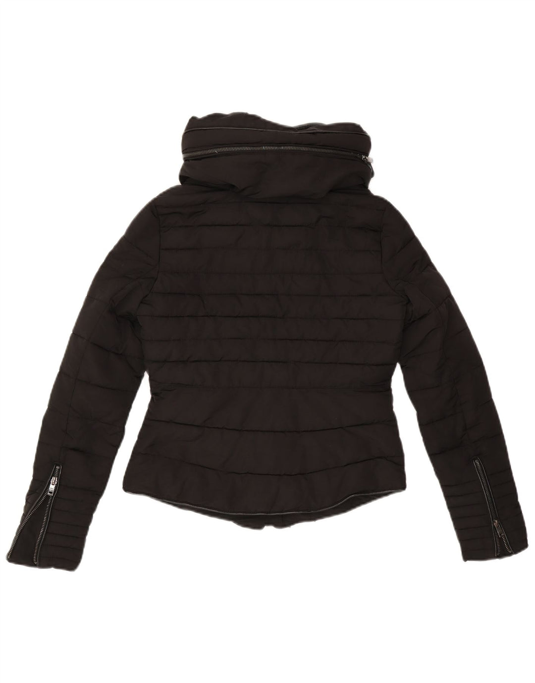 Jaqueta acolchoada com capuz feminina Zara UK 6 XS poliéster preto