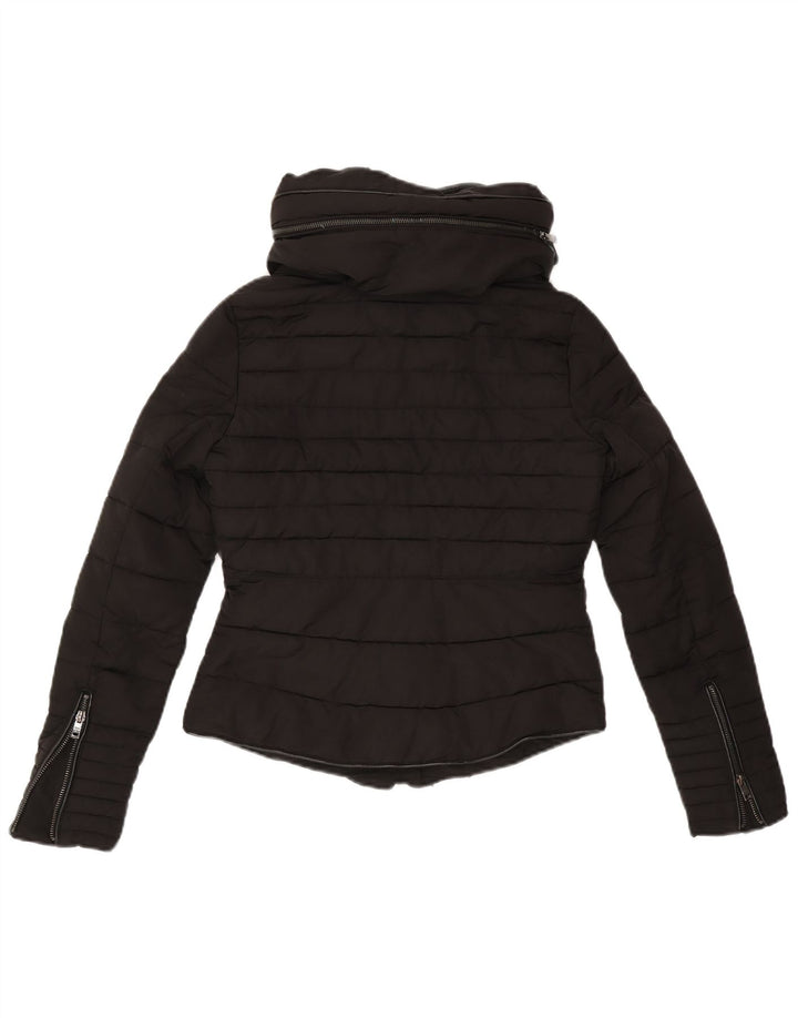 Jaqueta acolchoada com capuz feminina Zara UK 6 XS poliéster preto