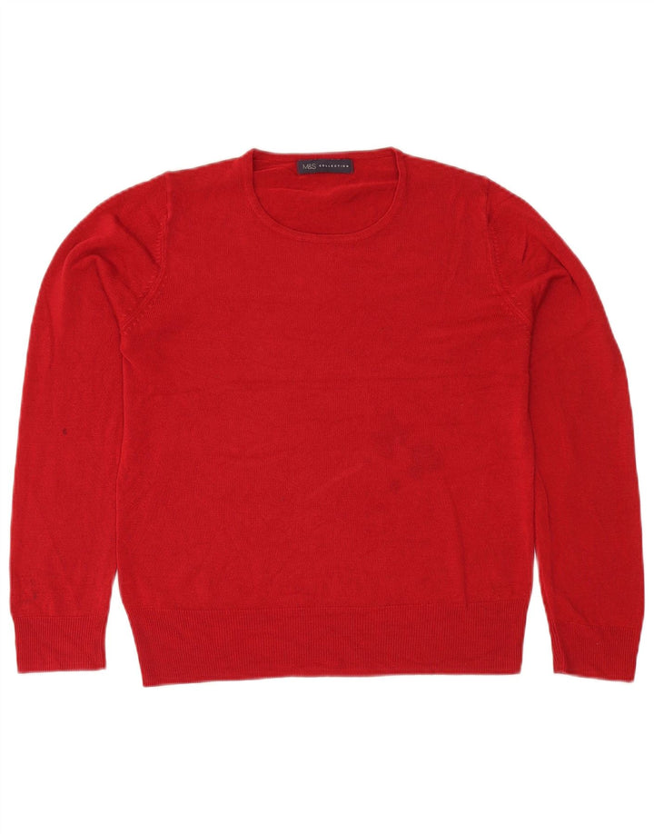 Suéter feminino Marks & Spencer com gola redonda Reino Unido 14 grande vermelho