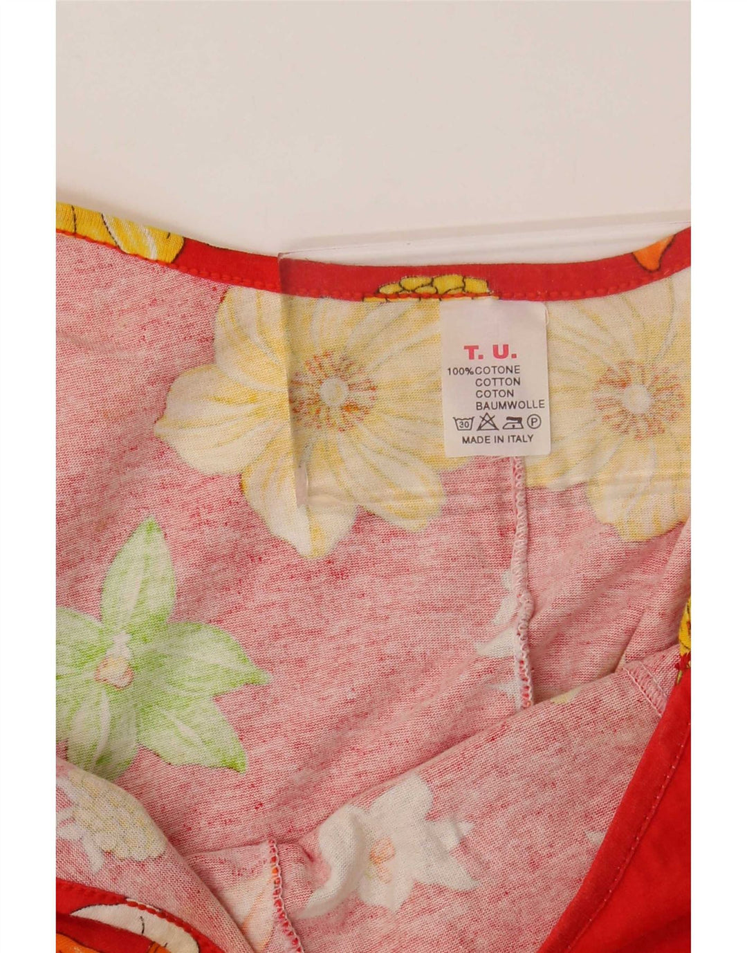 Vestido de verão feminino vintage Reino Unido 12 algodão floral vermelho médio