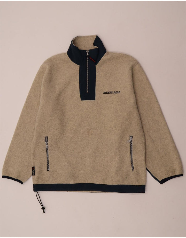 Suéter de lã masculino Invicta com zíper e gola grande poliéster bege colorblock