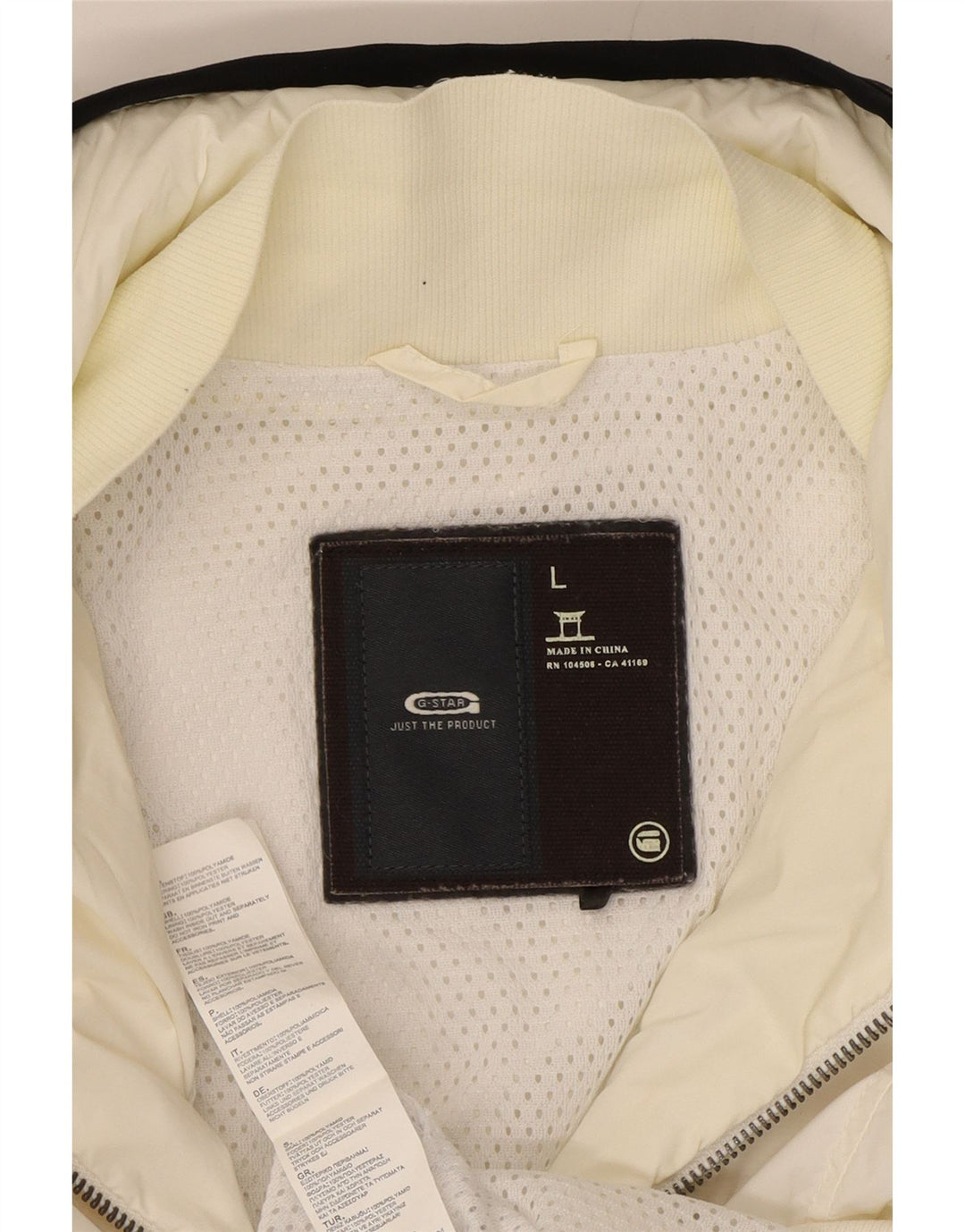 Jaqueta de chuva feminina com capuz G-STAR UK 14 grande poliamida branca