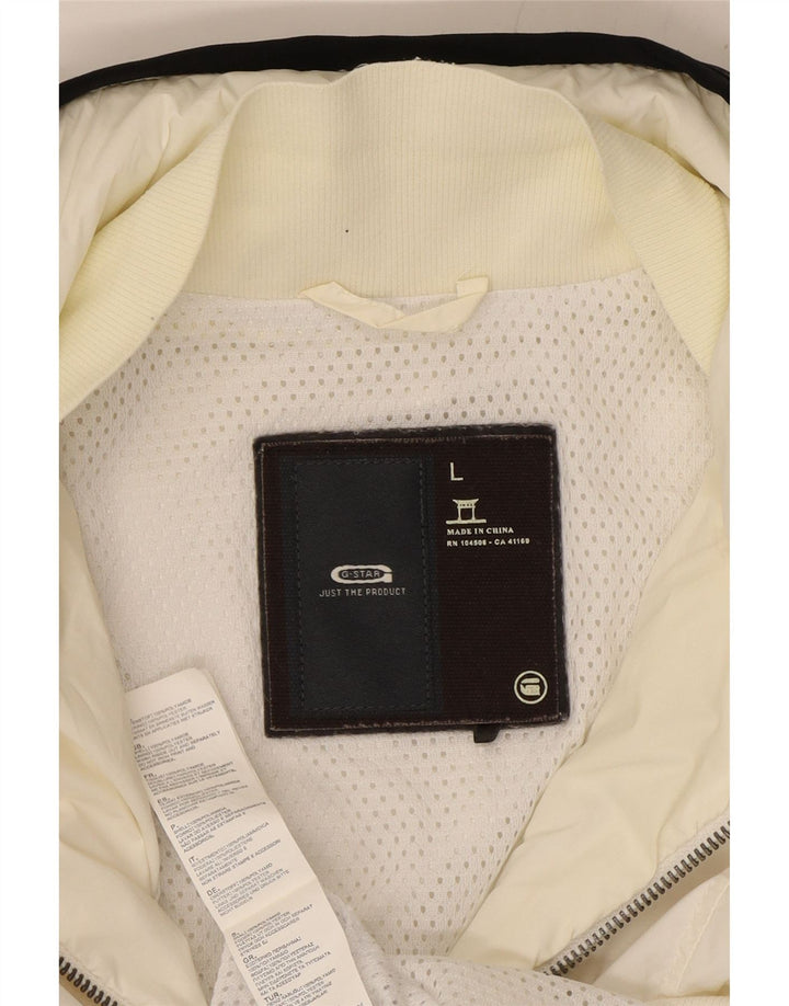 Jaqueta de chuva feminina com capuz G-STAR UK 14 grande poliamida branca