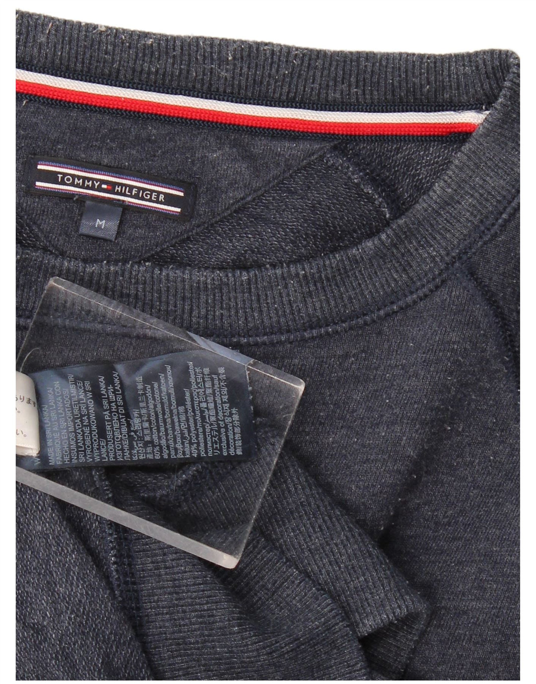Tommy Hilfiger moletom masculino regular fit jumper médio azul marinho algodão