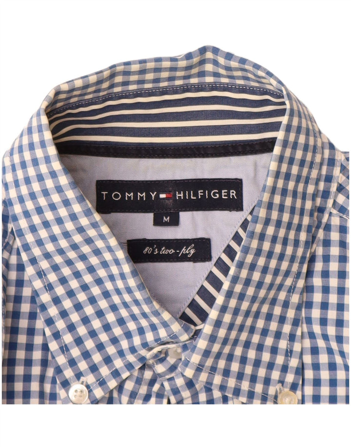 Camisa xadrez masculina Tommy Hilfiger algodão guingão azul médio