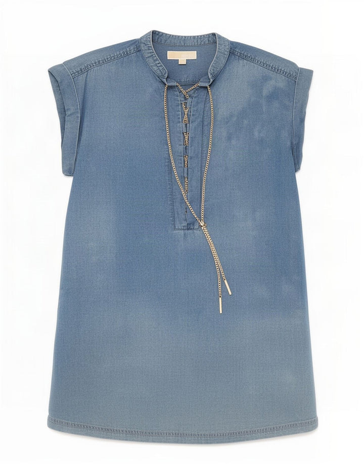 Vestido feminino Michael Kors UK 10 pequeno azul Lyocell