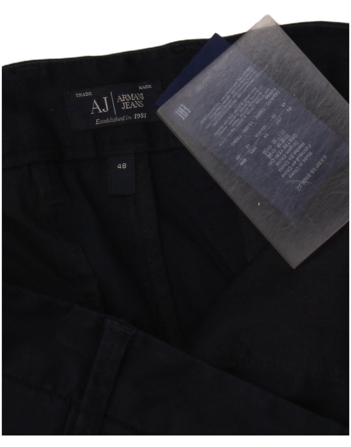 ARMANI Mens Slim Chino Calças IT 48 Médio W32 L33 Algodão Azul Marinho