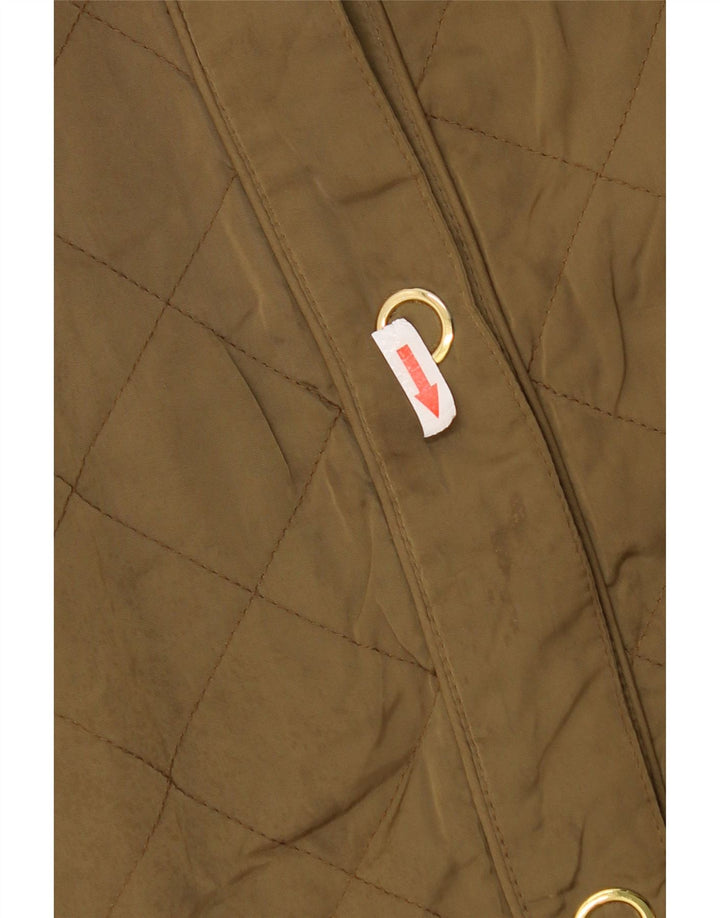 Jaqueta acolchoada com capuz feminino ZARA UK 14 poliéster cáqui médio