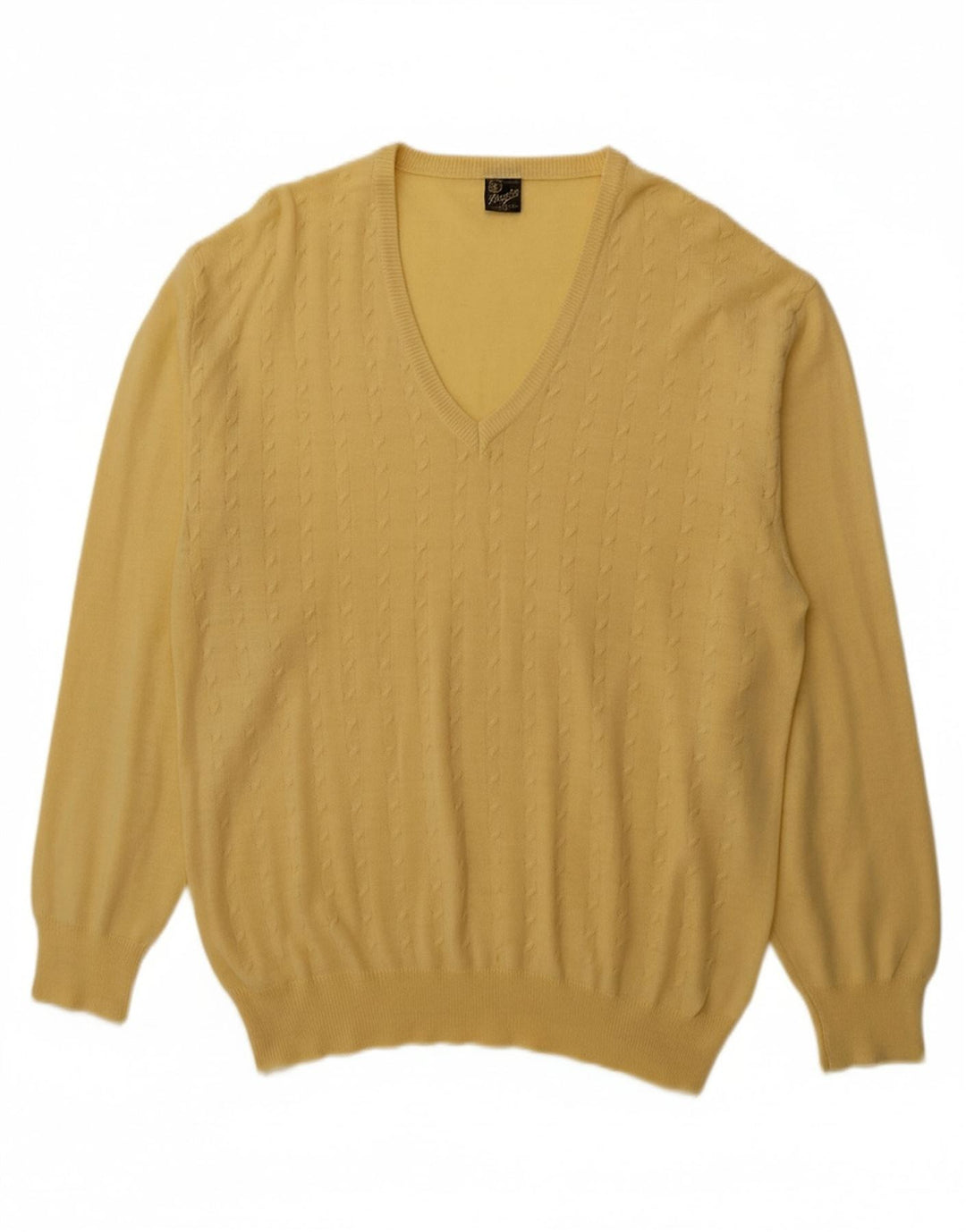 Suéter masculino VINTAGE com decote em V grande amarelo