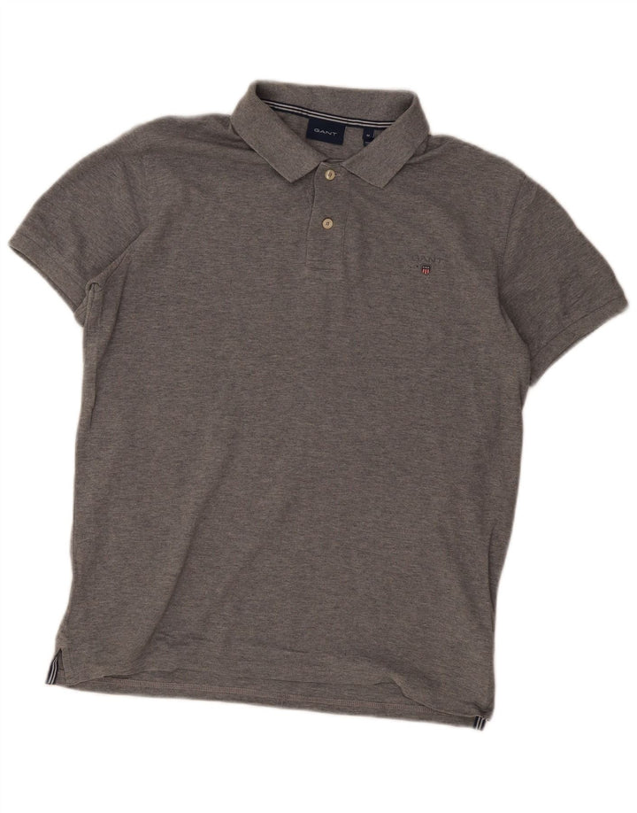 Camisa polo masculina Gant algodão cinza médio