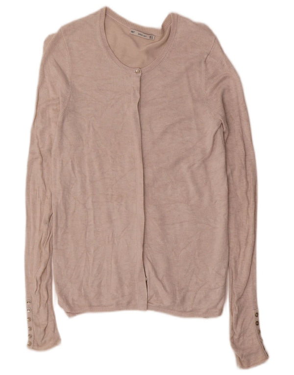 Suéter cardigã feminino Zara Reino Unido 10 pequeno bege viscose