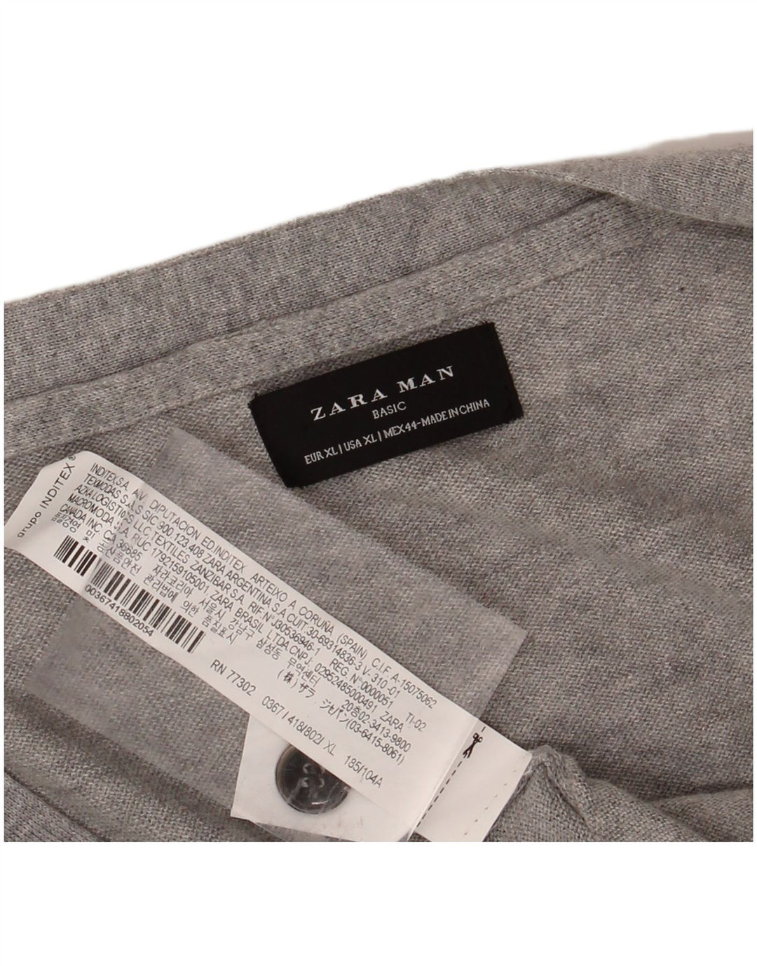 Suéter cardigã masculino ZARA XL algodão cinza