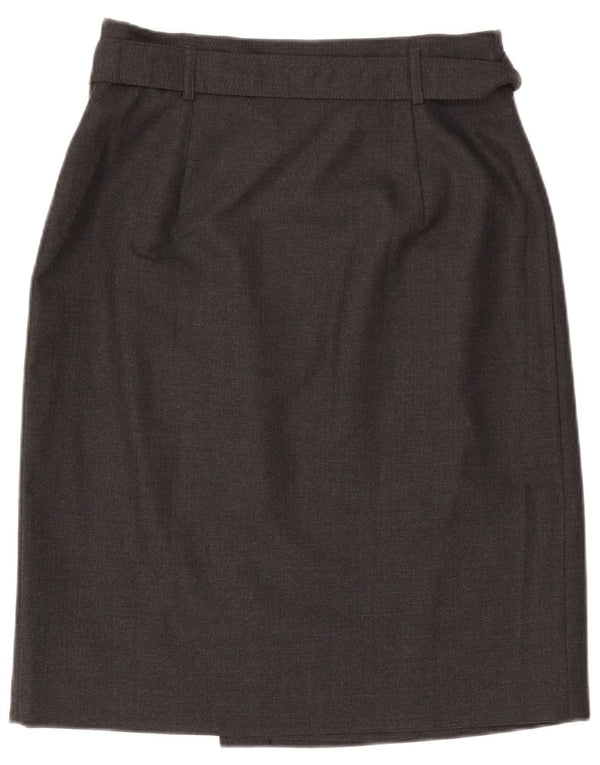 Saia feminina vintage IT 50 XL W32 lã virgem cinza