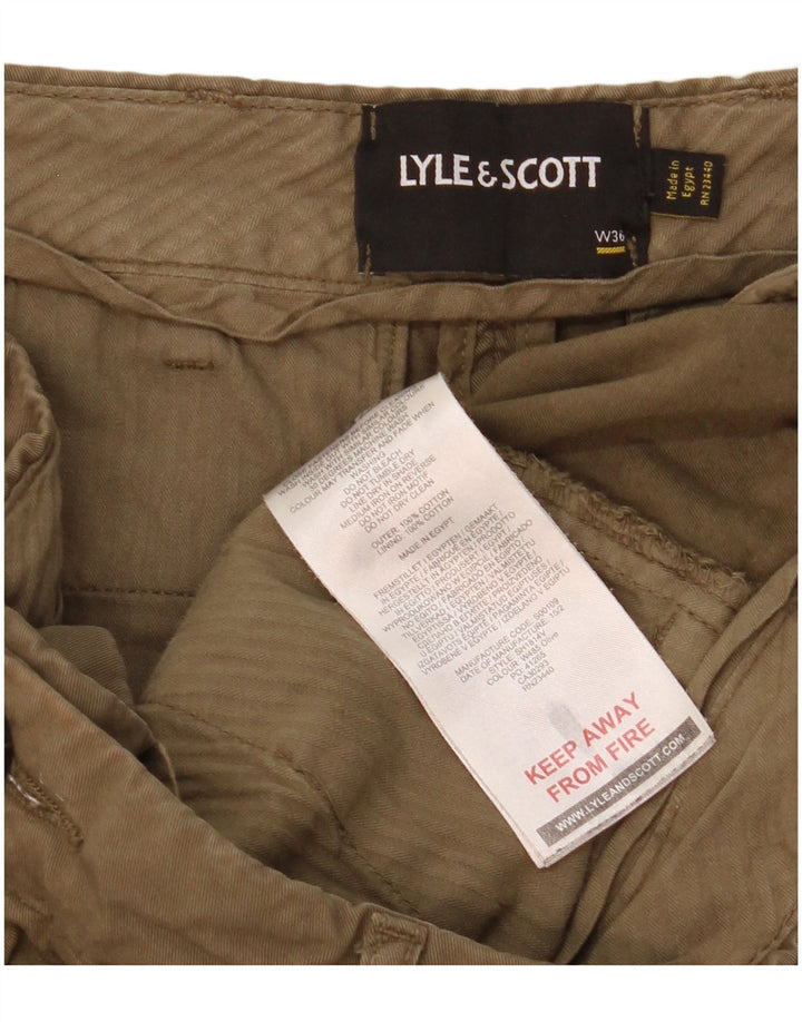 Lyle & Scott Mens Chino Shorts W36 Grande Algodão Cáqui