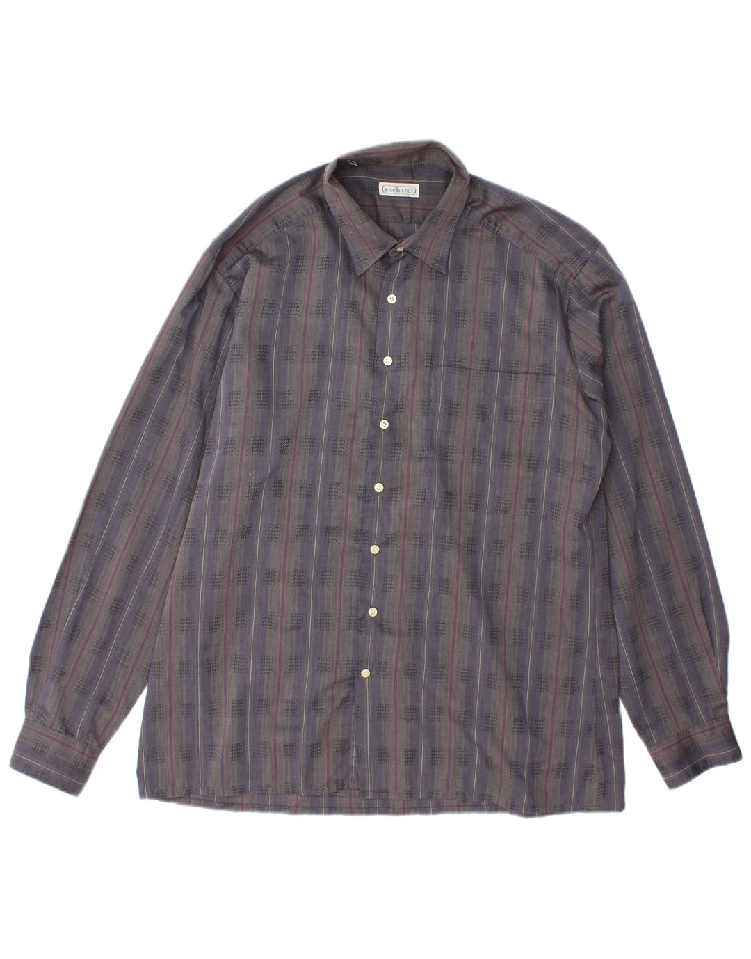 Camisa masculina Cacharel tamanho 41 grande listrada cinza
