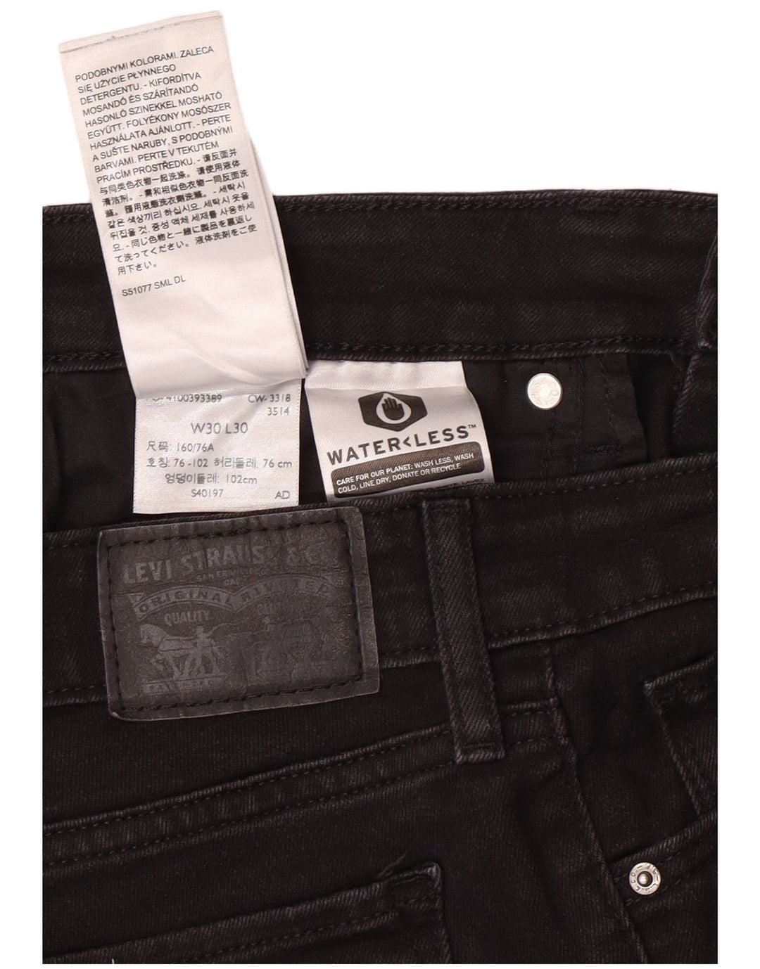 Calça jeans feminina LEVI'S 711 skinny W30 L30 algodão preto