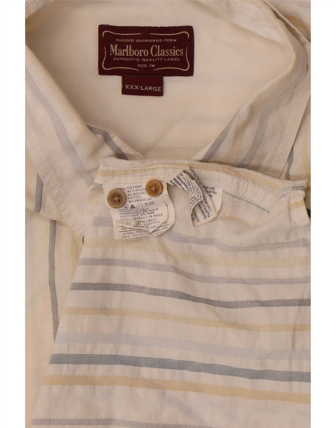 Camisa masculina Marlboro Classics 3XL algodão listrado branco