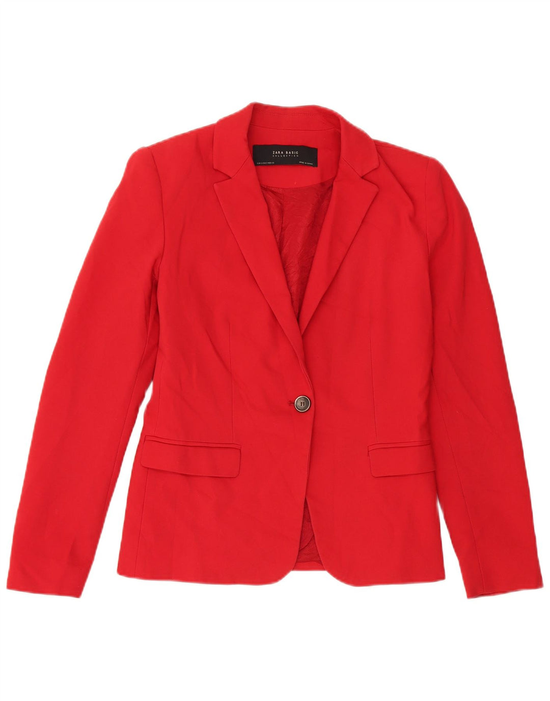 Jaqueta blazer feminina Zara com 1 botão Reino Unido 10 pequeno algodão vermelho