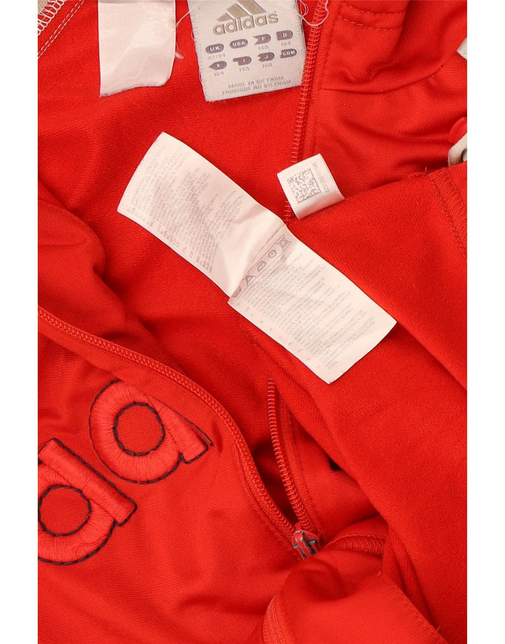 ADIDAS Suéter com capuz gráfico com zíper masculino 13-14 anos vermelho bloco colorido