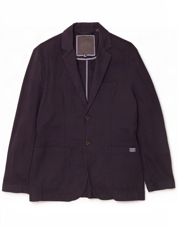 Jaqueta blazer masculina Superdry com 2 botões Reino Unido 40 grande algodão azul marinho