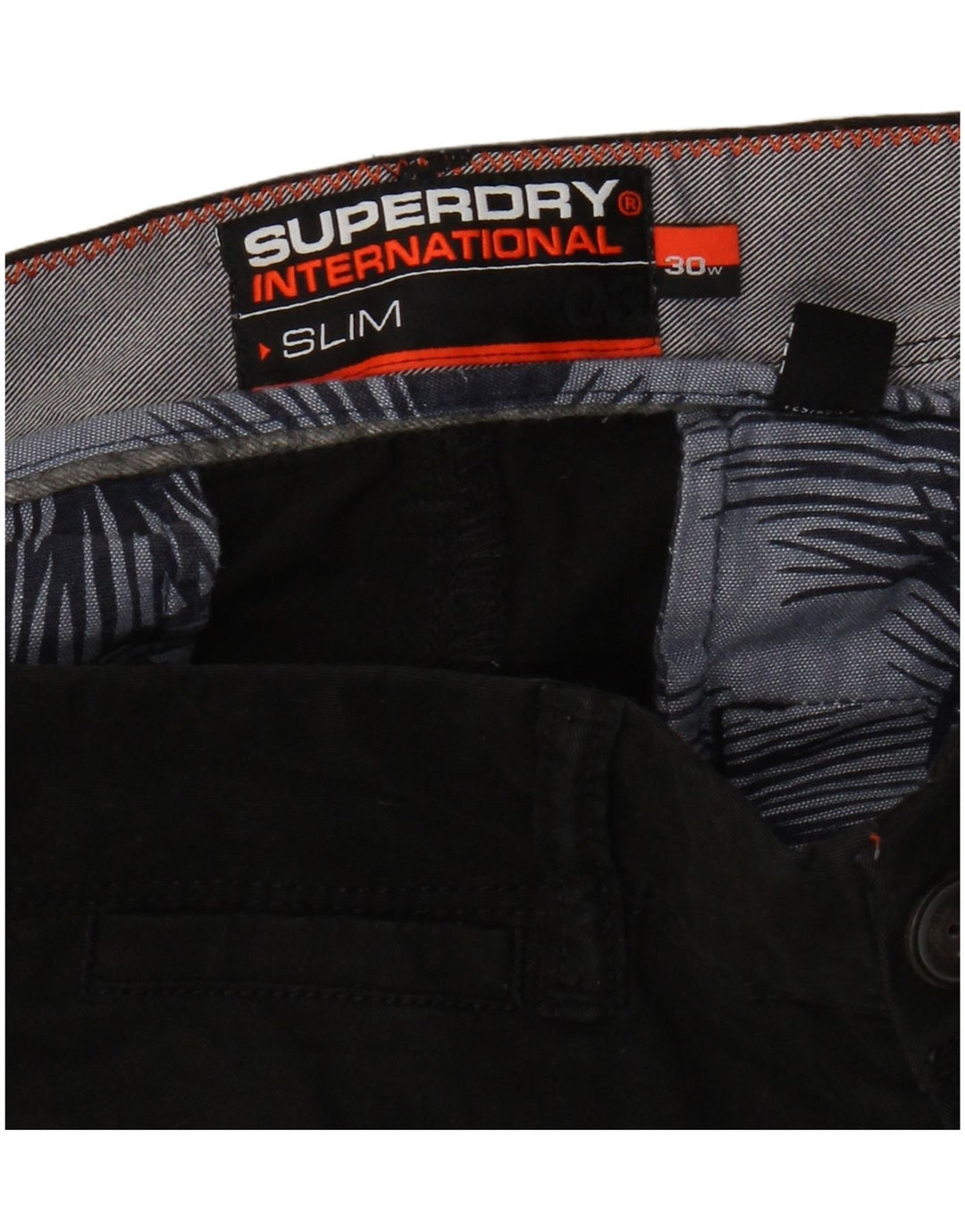 Superdry Mens Slim Chino Shorts W30 Médio Algodão Preto