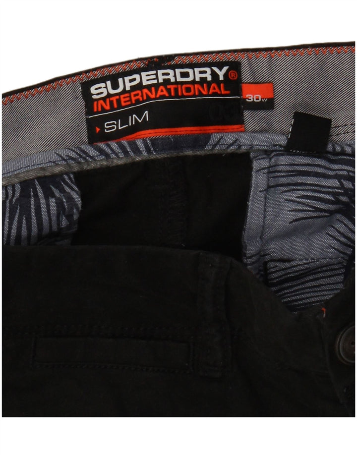 Superdry Mens Slim Chino Shorts W30 Médio Algodão Preto
