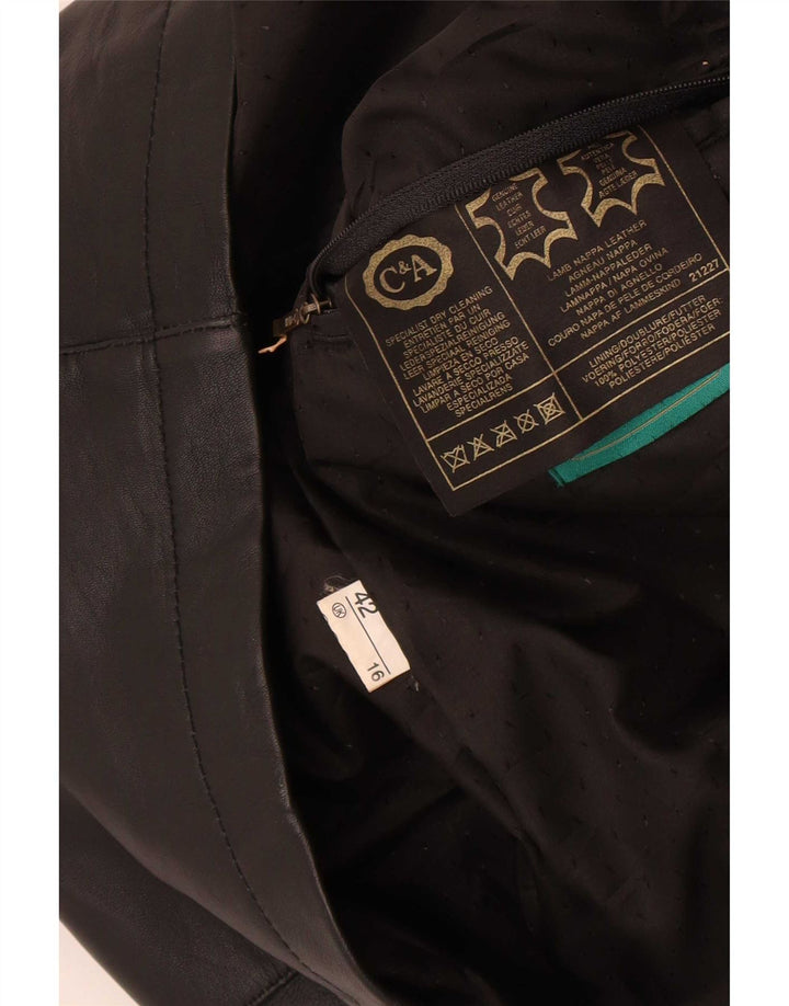 Casaco de couro feminino C&A UK 16 grande preto