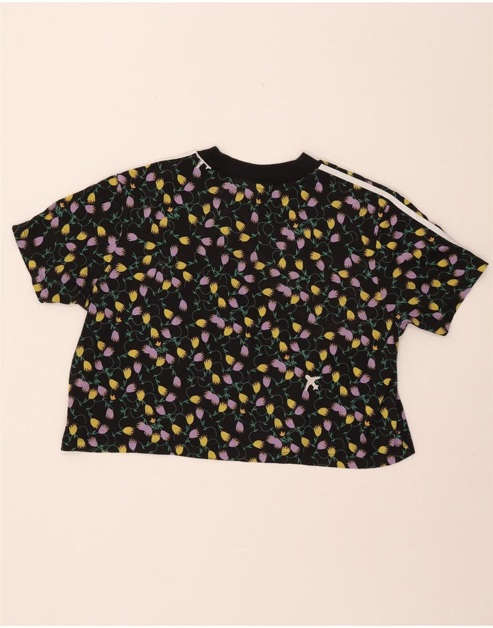 ADIDAS Camiseta Feminina Crop Graphic Top UK 18 XL Preto Floral Algodão