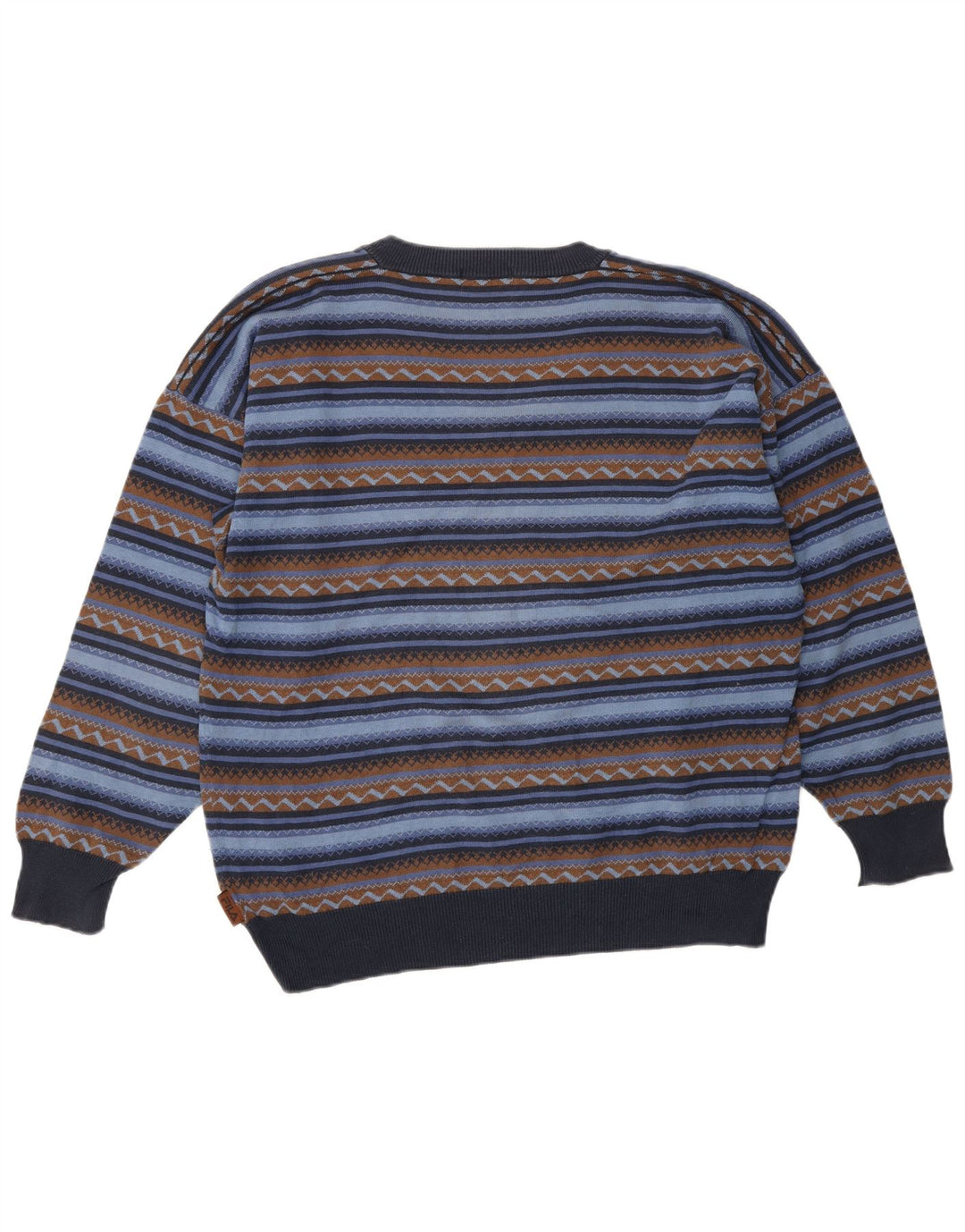 Suéter masculino Fila com decote em V listrado azul médio
