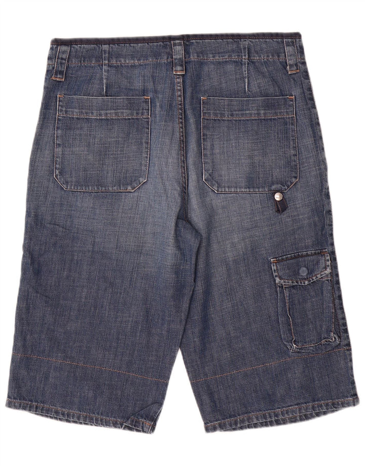 Sisley Mens Cargo Denim Shorts IT 48 Médio W34 Azul Algodão