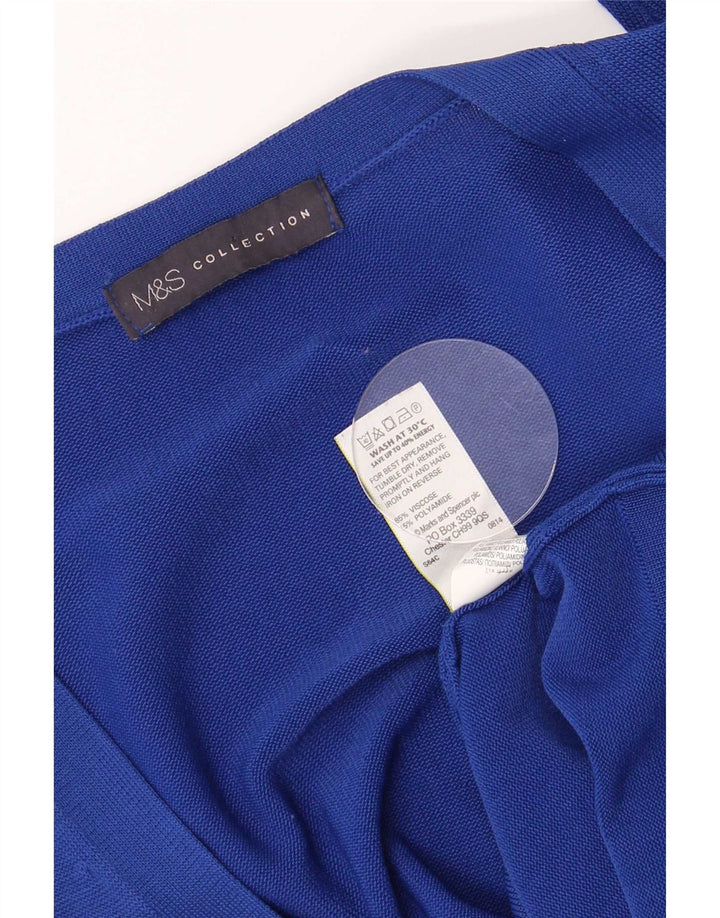 Suéter cardigã feminino de ajuste regular Marks & Spencer Reino Unido 14 azul médio