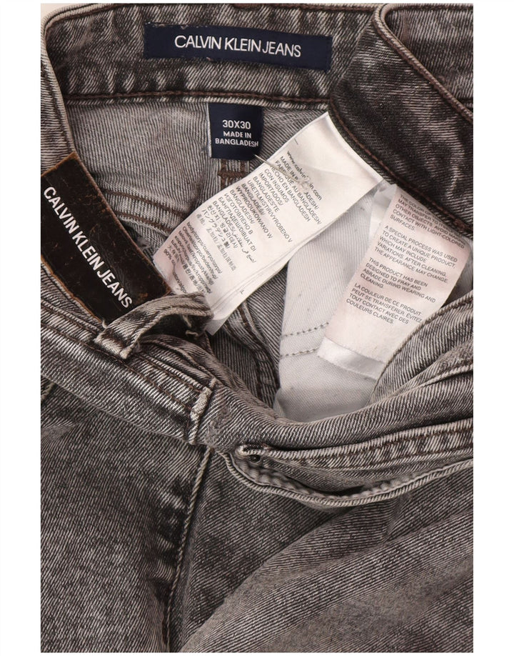 Calça jeans skinny feminina Calvin Klein desgastada W30 L30 algodão cinza
