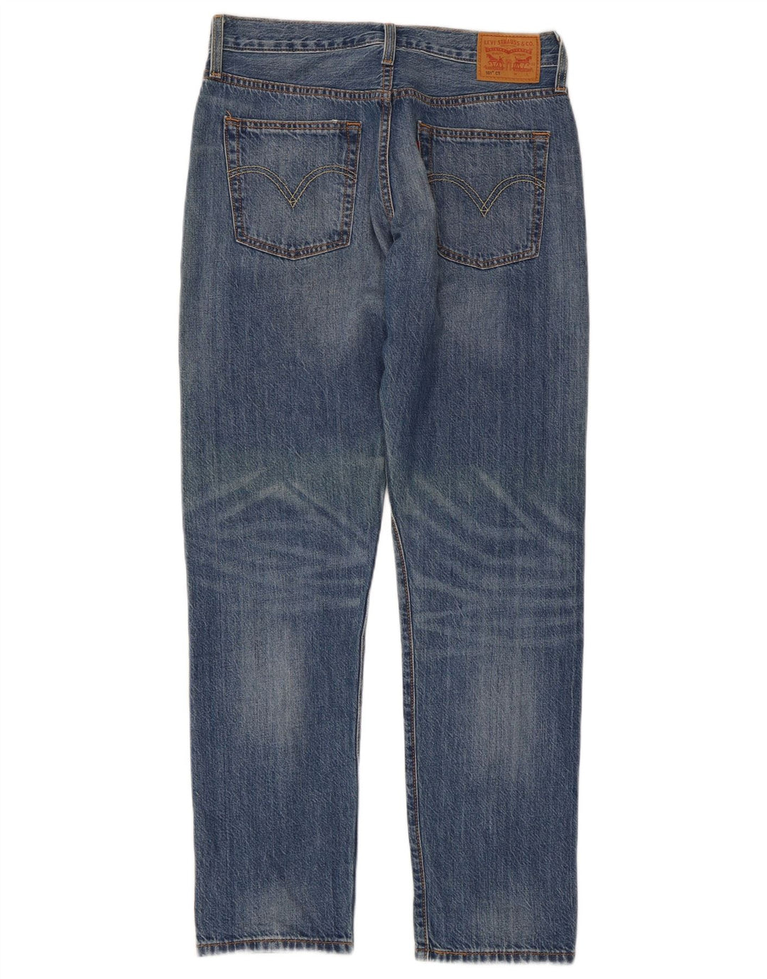 Calça Jeans Levis Feminina 501 CT Distressed Straight W26 L30 Azul Algodão