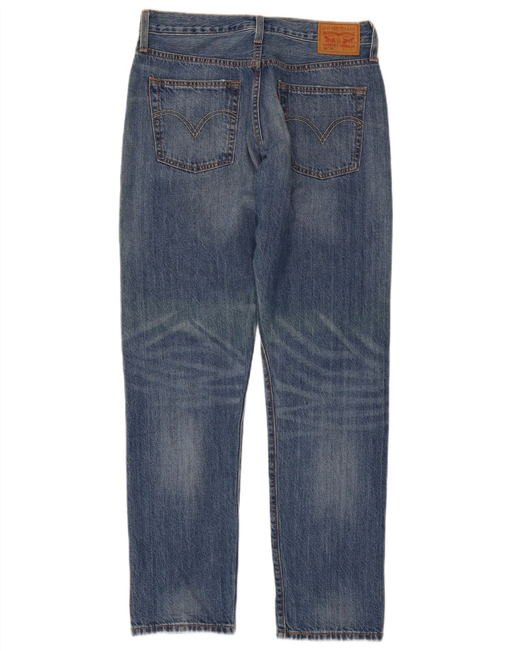 Calça Jeans Levis Feminina 501 CT Distressed Straight W26 L30 Azul Algodão